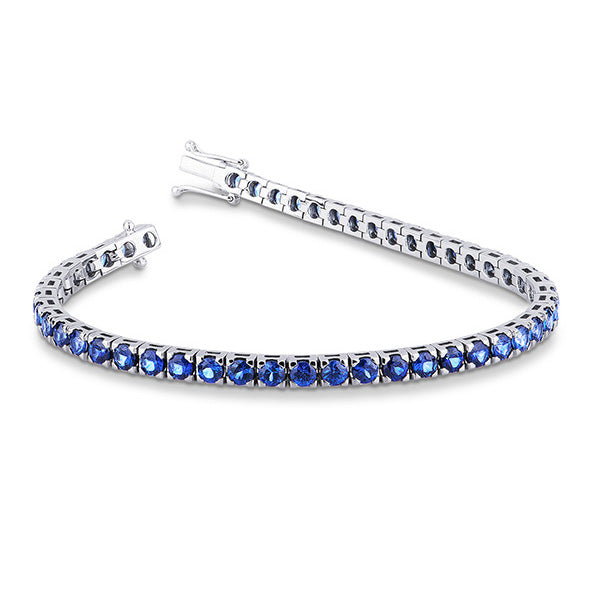 Bracciale Tennis in Oro Bianco 18ct mit Zaffiri Blu da 0,01ct