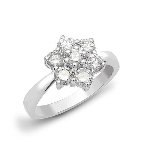 Anello Cluster con diamanti in Oro Bianco 18ct - R132