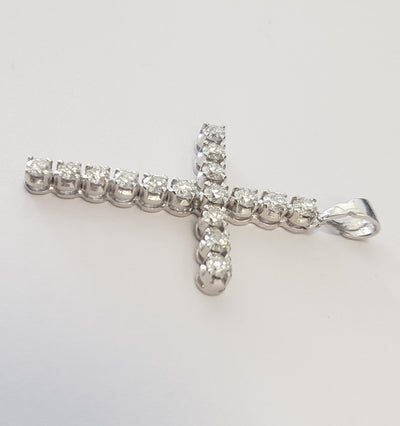 Pendente Croce con diamanti in Oro Bianco 18ct - P116