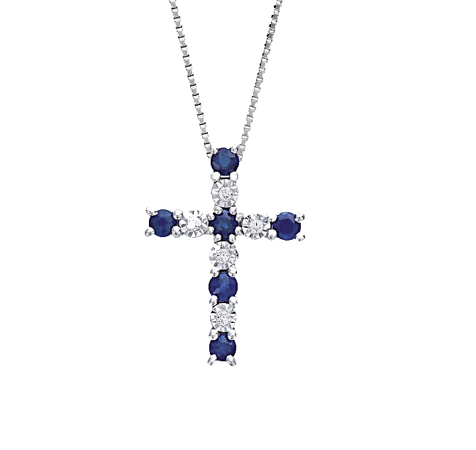 Cross Pendant with Diamonds 18ct White Gold - P140