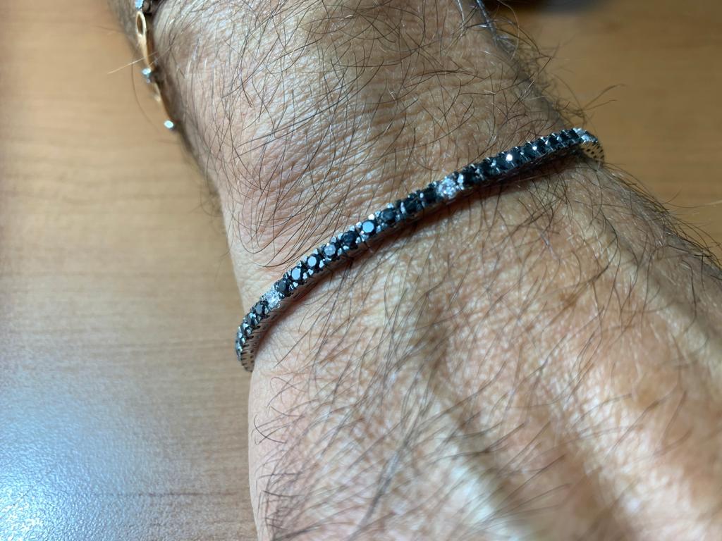 Bracciale Tennis Diamanti Neri Oro Bianco 18ct – Infinity of London
