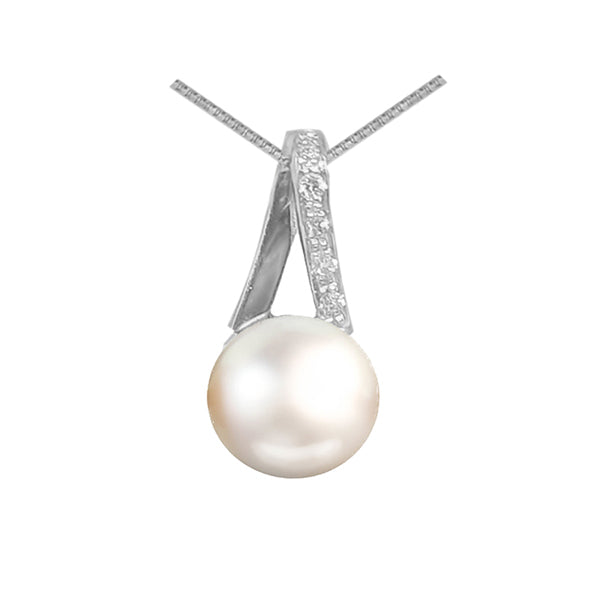 Freshwater Pearl  pendant and diamonds in 18ct white gold - PRL1