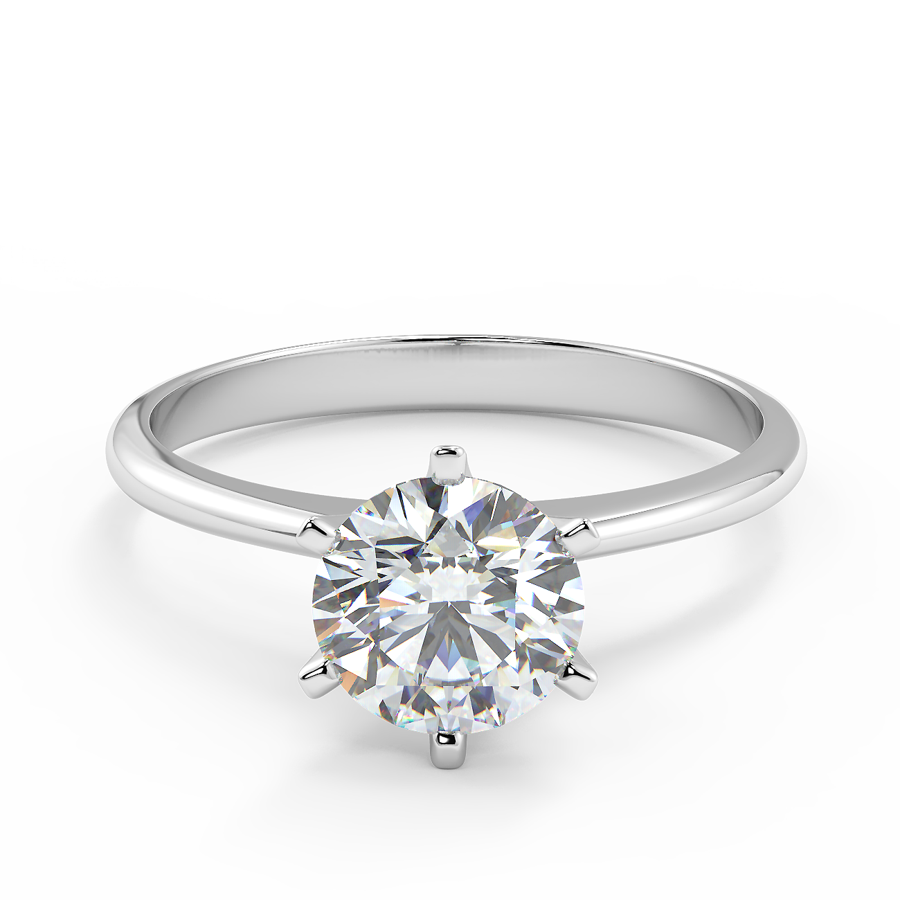 Solitaire Crystal Engagement Ring 925 Silver - R973SL