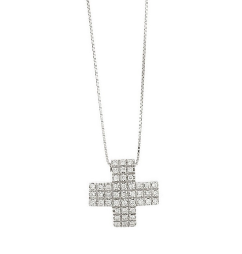 Diamond Cross Pendant 18ct White Gold - P112