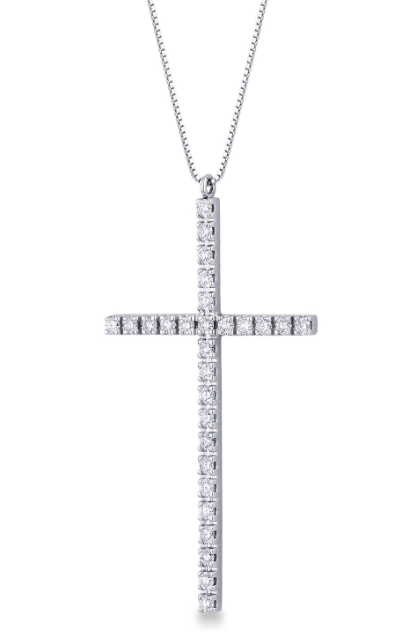 Pendente Croce con diamanti in Oro Bianco 18ct - P138