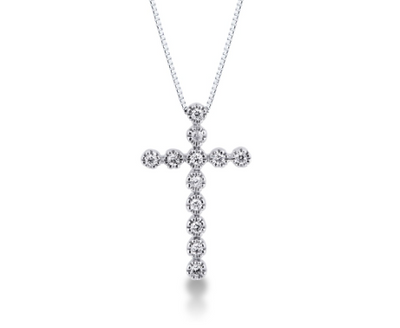 Cross Pendant with Diamonds 18ct White Gold - P149