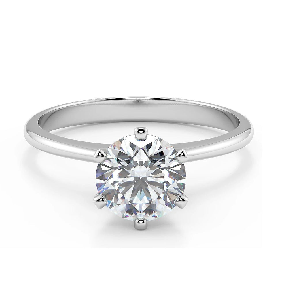 Diamond Solitaire Engagement Ring 18ct White Gold - RB040