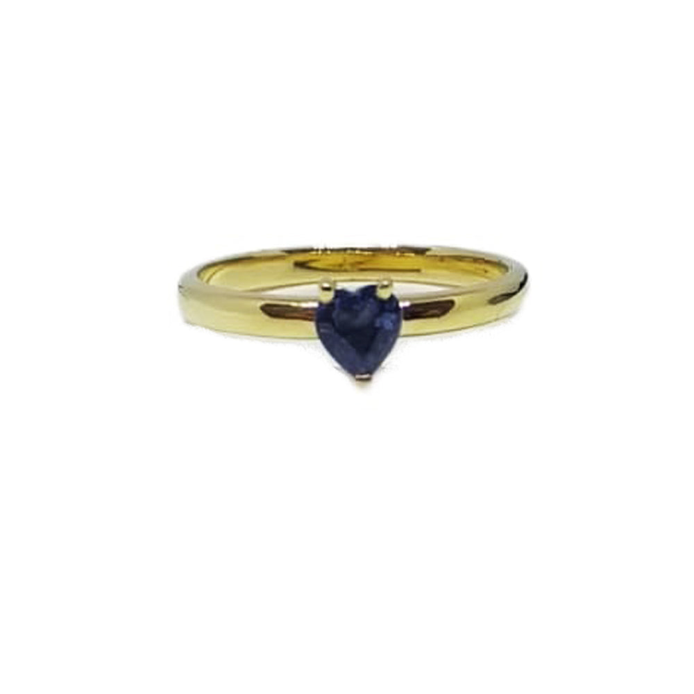 Anello fidanzamento solitario con zaffiro blu 0.25ct cuore in Oro giallo 9ct - RX989