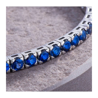 Tennis Bracelet in 18kt White Gold with 6.65ct Blue Round cut Sapphires - ZFR05