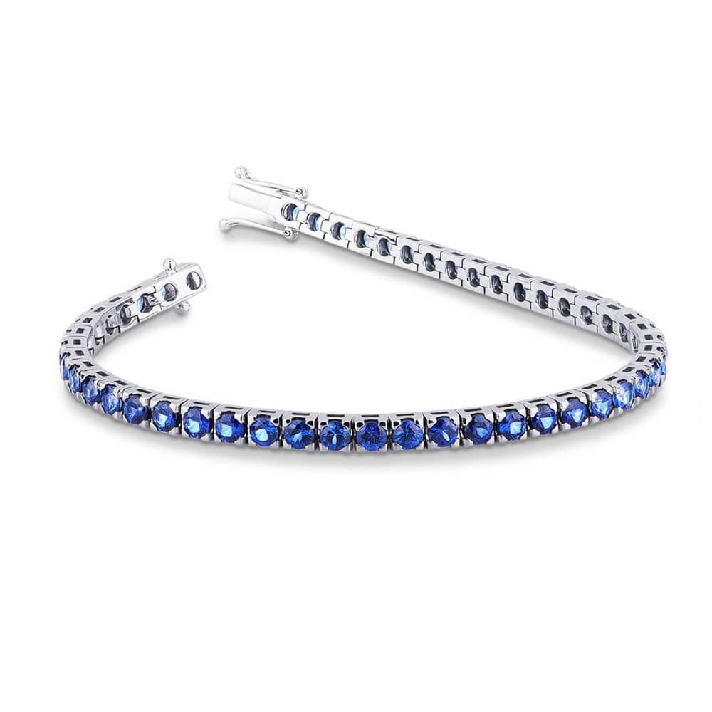 Tennis Bracelet in 18kt White Gold with 6.65ct Blue Round cut Sapphires - ZFR05