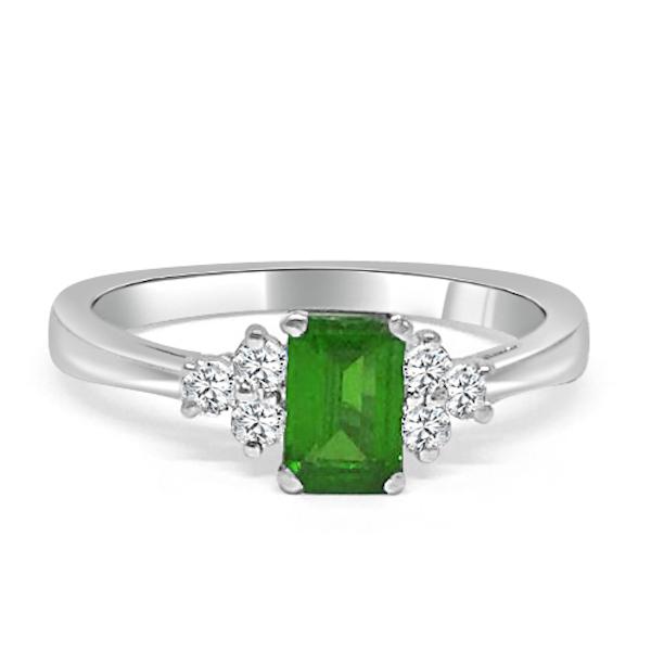 Diamond and Emerald Cluster Ring 18ct White Gold - R979