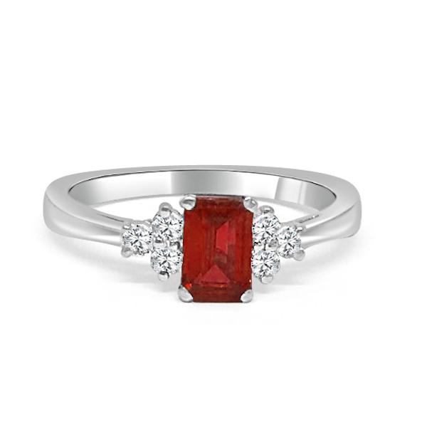 Diamond and Ruby Cluster Ring 18ct White Gold - R978