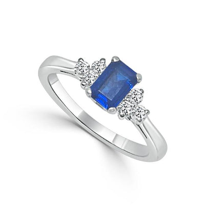 Diamond and Sapphire Cluster Ring 18ct White Gold - R978