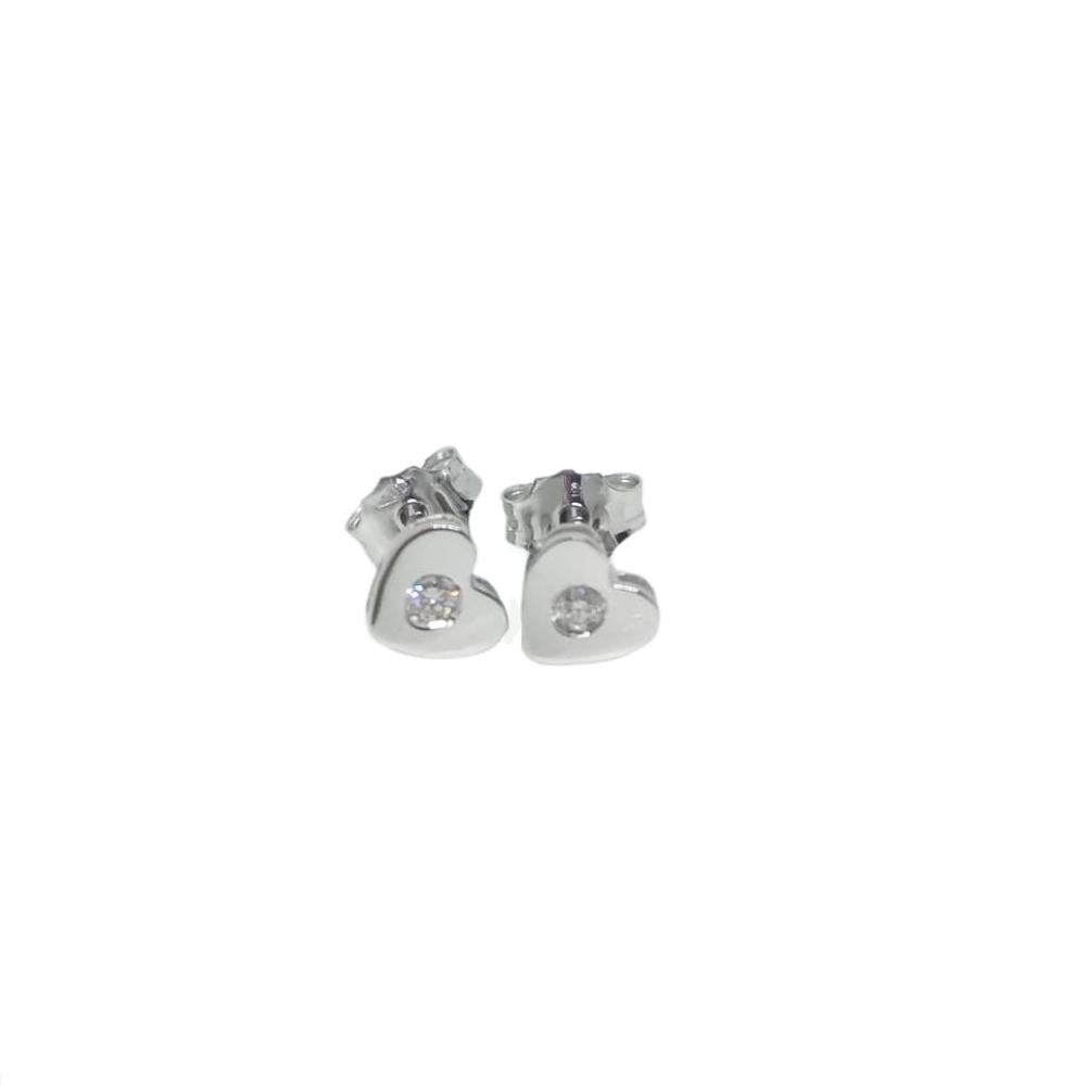 Diamond Heart Stud Earrings 18ct White Gold - EB022