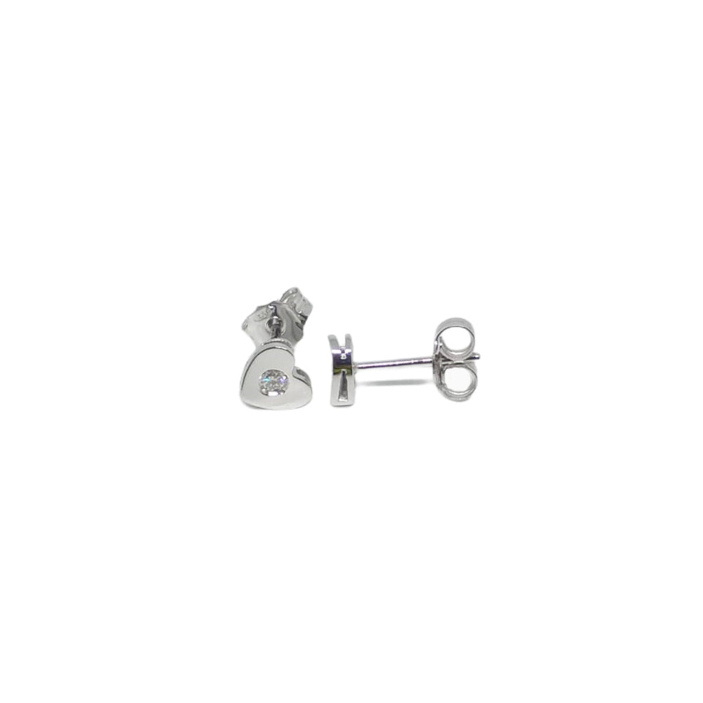 Diamond Heart Stud Earrings 18ct White Gold - EB022