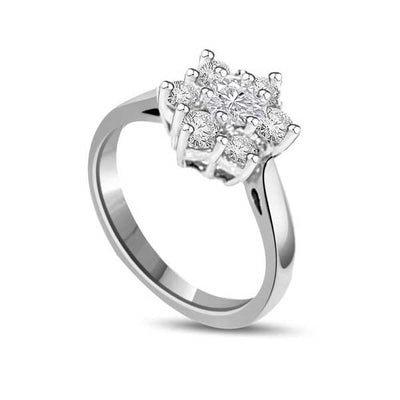 Diamond Cluster Engagement Ring 18ct White Gold - R132