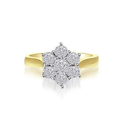 Diamond Cluster Engagement Ring 18ct Yellow Gold - R132