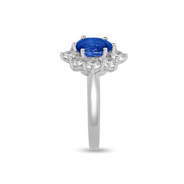 Diamond and Sapphire Cluster Engagement Ring 18ct White Gold - R162