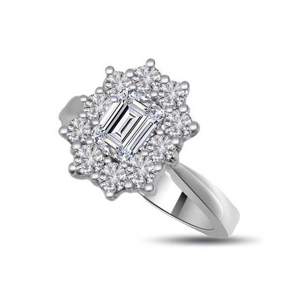 Diamond Cluster Engagement Ring 18ct White Gold - R184