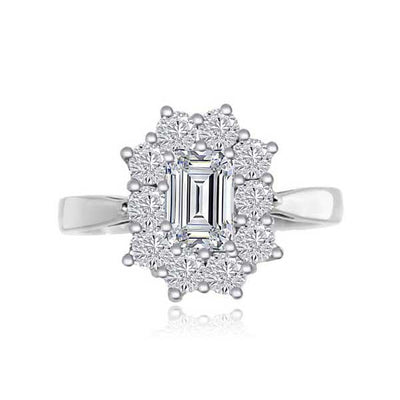 Diamond Cluster Engagement Ring 18ct White Gold - R184