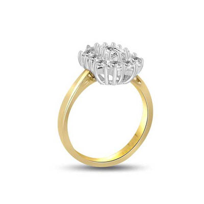 Diamond Cluster Engagement Ring 18ct Yellow Gold - R184