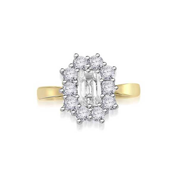 Diamond Cluster Engagement Ring 18ct Yellow Gold - R184