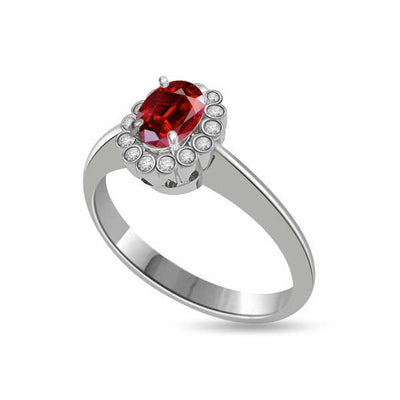 Diamond and Ruby Cluster Engagement Ring 18ct White Gold - R943