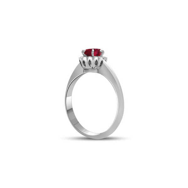 Diamond and Ruby Cluster Engagement Ring 18ct White Gold - R943