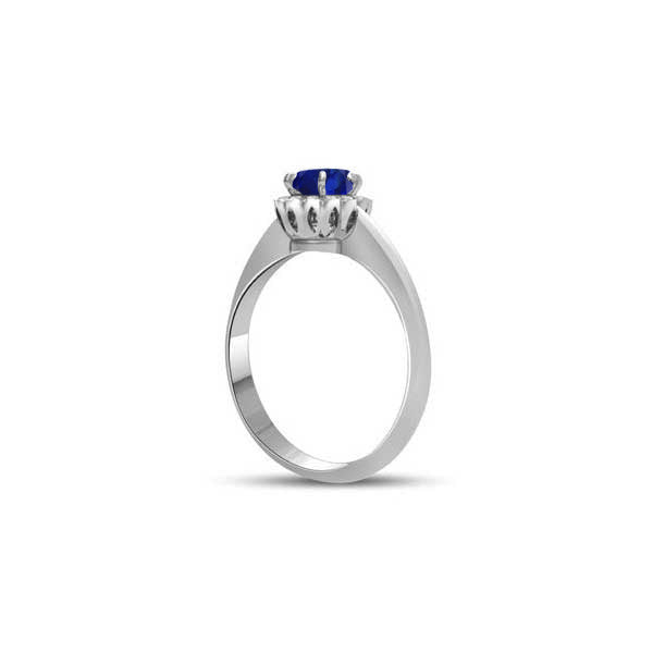 Diamond and Sapphire Cluster Engagement Ring 18ct White Gold - R944