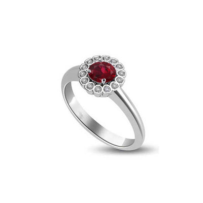 Diamond and Ruby Cluster Engagement Ring 18ct White Gold - R946