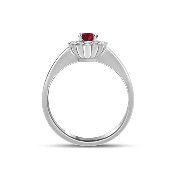 Diamond and Ruby Cluster Engagement Ring 18ct White Gold - R946