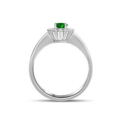 Diamond and Emerald Cluster Engagement Ring 18ct White Gold - R947