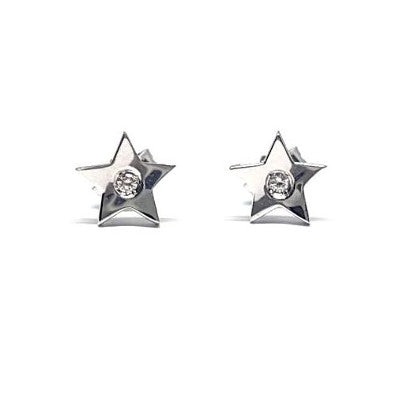 Diamond Star Stud Earrings 18ct White Gold - EB021