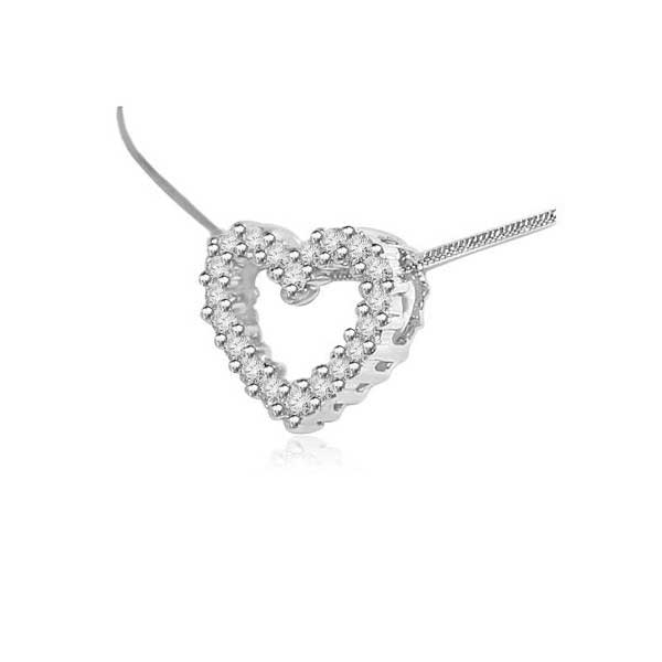 Diamond Heart Pendant 18ct White Gold - P118