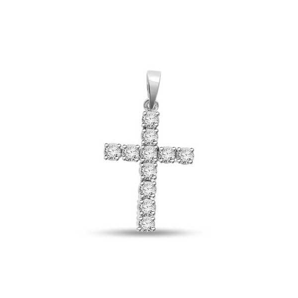 Pendente Croce con diamanti in Oro Bianco 18ct - P106