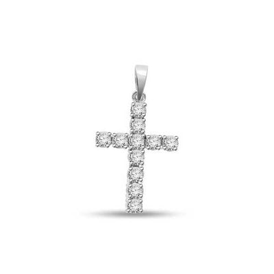 Diamond Cross Pendant 18ct White Gold - P106