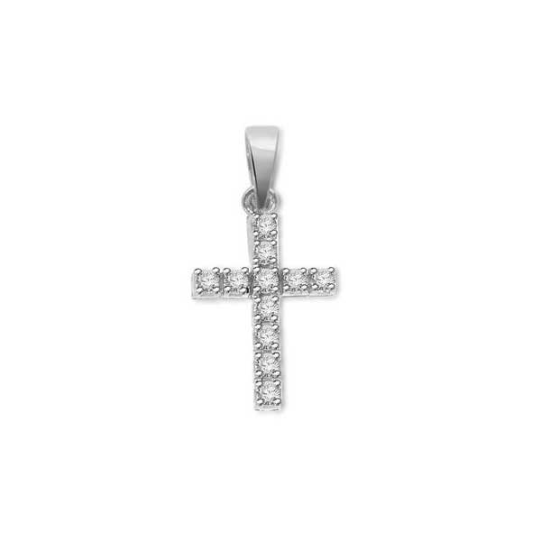 Pendente Croce con diamanti in Oro Bianco 18ct - P123