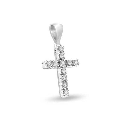 Cross Pendant with Diamonds 18ct White Gold - P123