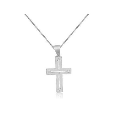 Pendente Croce con diamanti in Oro Bianco 18ct - P136