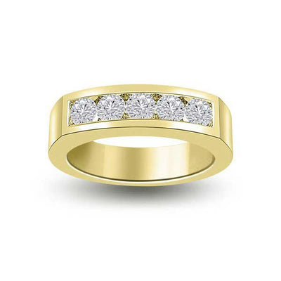 Anello Mezza Veretta con diamanti in Oro Giallo 18ct - R181