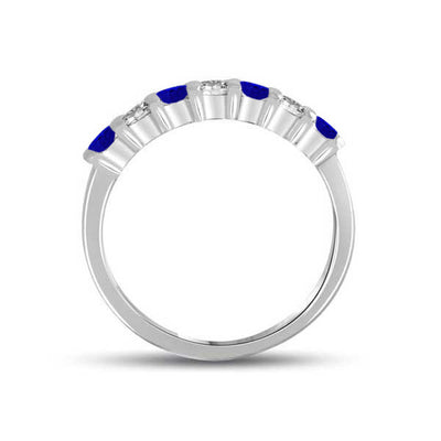 Diamond and Sapphire Half Eternity Ring Engagement 18ct White Gold - R951