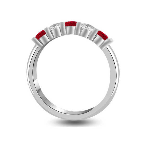 Diamond and Ruby Half Eternity Ring Engagement 18ct White Gold - R952