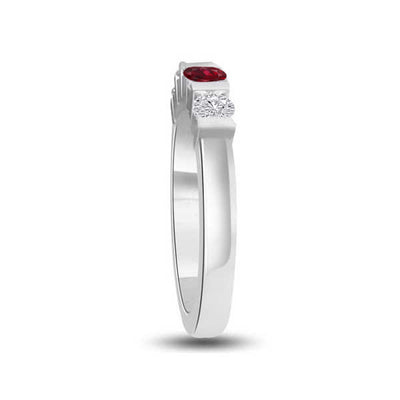 Diamond and Ruby Half Eternity Ring Engagement 18ct White Gold - R952