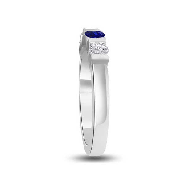Diamond and Sapphire Half Eternity Ring Engagement 18ct White Gold - R954