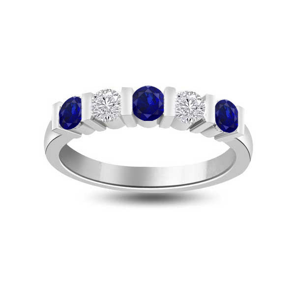 Diamond and Sapphire Half Eternity Ring Engagement 18ct White Gold - R954