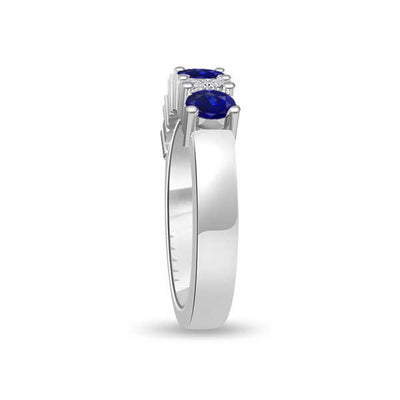 Diamond and Sapphire Half Eternity Ring Engagement 18ct White Gold - R957
