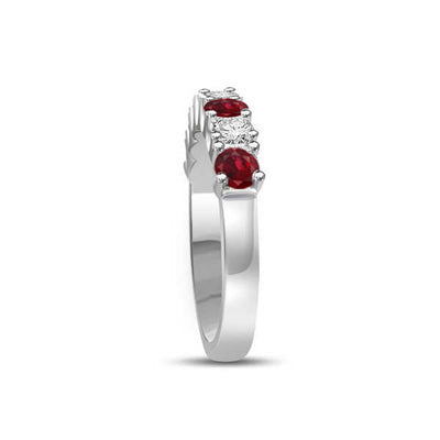 Diamond and Ruby Half Eternity Ring Engagement 18ct White Gold - R958