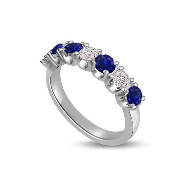 Diamond and Sapphire Half Eternity Ring Engagement 18ct White Gold - R960