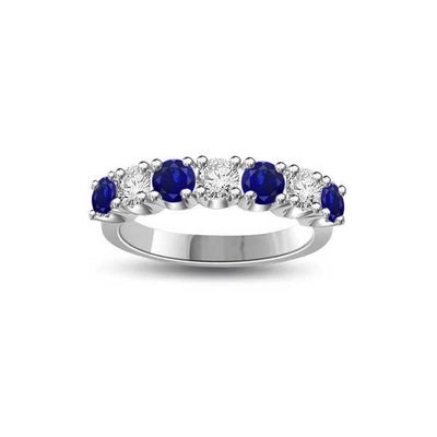 Diamond and Sapphire Half Eternity Ring Engagement 18ct White Gold - R960