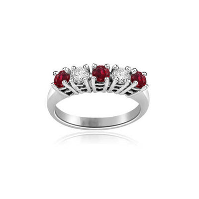Diamond and Ruby Half Eternity Ring Engagement 18ct White Gold - R961